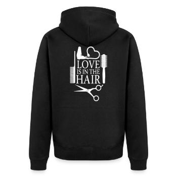 Love is in the Hair - Unisex Premium Organic Zip Hoodie - black - Back - Nico (187cm)