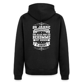 Silberhochzeit Hochzeit 25 Jahre Jubiläum - Unisex Premium Bio Zip Hoodie - Schwarz - Hinten - Nico (187cm)