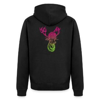 Deer with Black Forest Bollenhut and Underwear - Unisex Premium Organic Zip Hoodie - black - Back - Nico (187cm)