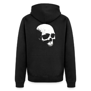 SKULL - Unisex Premium Bio Zip Hoodie - Schwarz - Hinten - Nico (187cm)