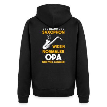 Saxophonist Opa Saxophon Saxophonspieler - Unisex Premium Bio Zip Hoodie - Schwarz - Hinten - Nico (187cm)