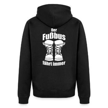 WANDERN WANDERER WANDERUNG BUNDESWEHR FUßBUS - Unisex Premium Bio Zip Hoodie - Schwarz - Hinten - Nico (187cm)