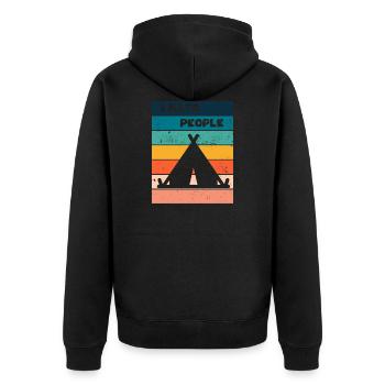 Campen - Unisex Premium Bio Zip Hoodie - Schwarz - Hinten - Nico (187cm)