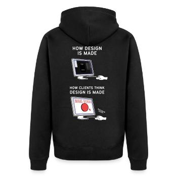 Designerin Grafiker Grafik Designer Künstler - Unisex Premium Bio Zip Hoodie - Schwarz - Hinten - Nico (187cm)