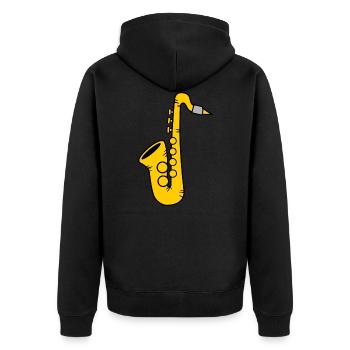 Saxophone Saxophone - Unisex Premium Organic Zip Hoodie - black - Back - Nico (187cm)