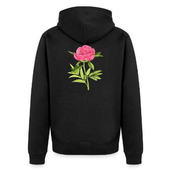Pfingstrose - Unisex Premium Bio Zip Hoodie - Schwarz - Hinten - Nico (187cm)