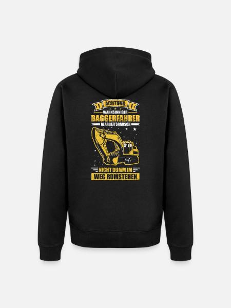 Baggerführer Baggerfahrer Geschenk - Unisex Premium Bio Zip Hoodie - Schwarz