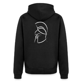 Spartan Helmet - Unisex Premium Organic Zip Hoodie - black - Back - Nico (187cm)