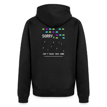 Spieler - Unisex Premium Bio Zip Hoodie - Schwarz - Hinten - Nico (187cm)