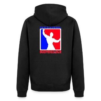 Bodybuilders, Oldschool Bodybuilders, Bodybulding - Unisex Premium Organic Zip Hoodie - black - Back - Nico (187cm)