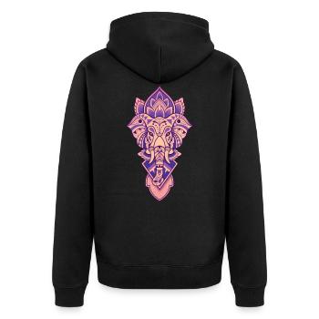 Ganesh Gott Hindu Mandala - Unisex Premium Bio Zip Hoodie - Schwarz - Hinten - Nico (187cm)