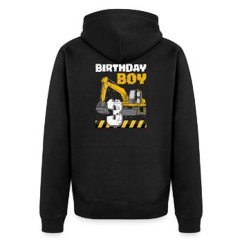 Birthday boys third birthday 3. - Unisex Premium Organic Zip Hoodie - black - Back - Nico (187cm)