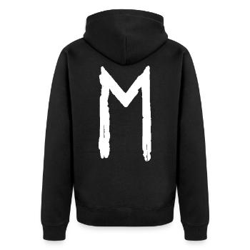 Elder Futhark Rune Ehwaz - Buchstabe E - Unisex Premium Bio Zip Hoodie - Schwarz - Hinten - Nico (187cm)