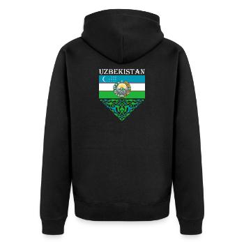 Ouzbékistan Drapeau Patrie Ouzbek Cadeau - Veste à capuche bio Premium Unisexe - noir - Dos - Nico (187cm)