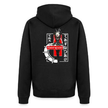 manga samurai anime gamer girl japan senpai egirl - Unisex Premium Organic Zip Hoodie - black - Back - Nico (187cm)