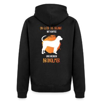 Broholmer - Unisex Premium Bio Zip Hoodie - Schwarz - Hinten - Nico (187cm)