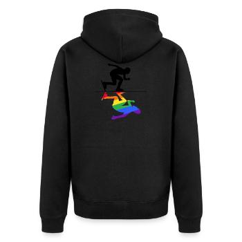 eislauf eisschnelllauf shorttrack shorttracker - Unisex Premium Bio Zip Hoodie - Schwarz - Hinten - Nico (187cm)