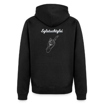Sglatschtglei Bayrisch Schwäbisch Akzent witzig - Unisex Premium Bio Zip Hoodie - Schwarz - Hinten - Nico (187cm)