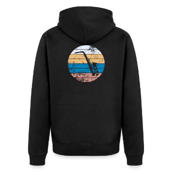 Saxofon - Unisex Premium Bio Zip Hoodie - Schwarz - Hinten - Nico (187cm)