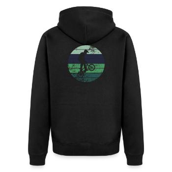 BMX - Unisex Premium Bio Zip Hoodie - Schwarz - Hinten - Nico (187cm)