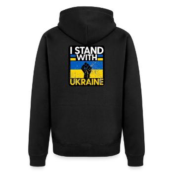 Ukraine - Unisex Premium Bio Zip Hoodie - Schwarz - Hinten - Nico (187cm)