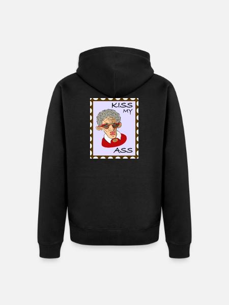Cool old Lady - Kus mijn kont! - Uniseks Premium bio ziphoodie - zwart