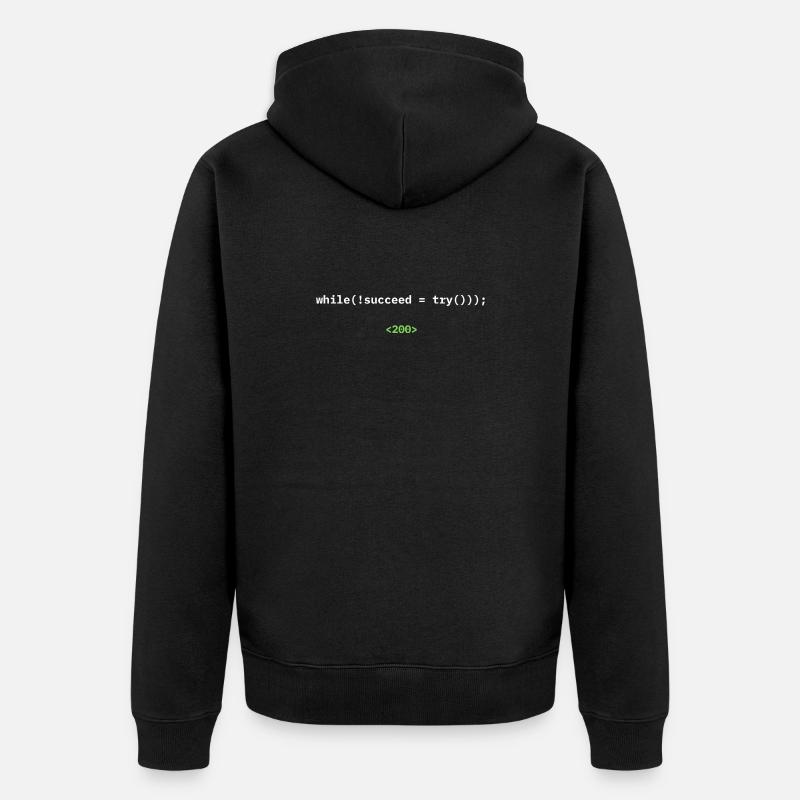 while( !succeed = try())) ; – Chemise de développeur - Veste à capuche bio Premium Unisexe - noir