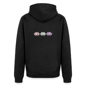 Fleurs de lotus, fleurs de lotus, yoga de la fleur en fleurs pastel - Veste à capuche bio Premium Unisexe - noir - Dos - Nico (187cm)