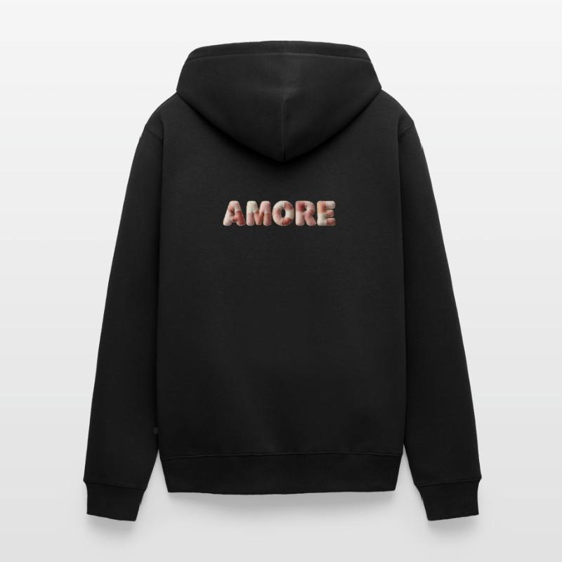 Amore Plüschstich Patchwork Geschenk Unisex Premium Bio Zip Hoodie
