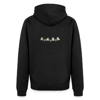 Froschmotiv  Lustige Frösche auf der Wäscheleine - Unisex Premium Bio Zip Hoodie - Schwarz - Hinten - Nico (187cm)