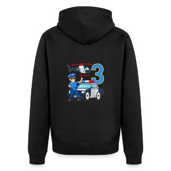 3 Geburtstag Polizei Auto 3 Jahre alt Polizist - Unisex Premium Bio Zip Hoodie - Schwarz - Hinten - Nico (187cm)