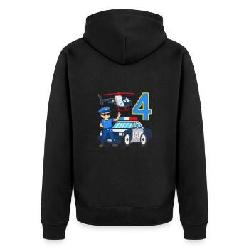 4 Geburtstag Polizei Auto 4 Jahre alt Polizist - Unisex Premium Bio Zip Hoodie - Schwarz - Hinten - Nico (187cm)