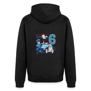 6 Geburtstag Polizei Auto 6 Jahre alt Polizist - Unisex Premium Bio Zip Hoodie - Schwarz - Hinten - Nico (187cm)