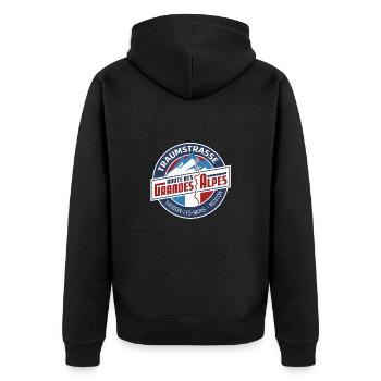 Dream road Route des Grandes Alpes - Unisex Premium Organic Zip Hoodie - black - Back - Nico (187cm)
