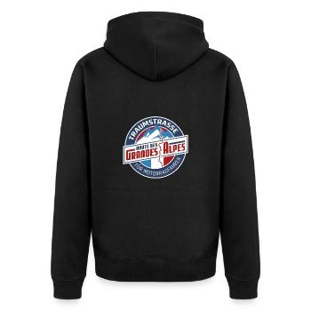 Dream road RdGA for motorcyclists - Unisex Premium Organic Zip Hoodie - black - Back - Nico (187cm)