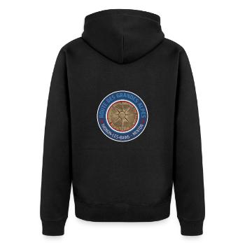Route des Grandes Alpes | Rosette - Unisex Premium Organic Zip Hoodie - black - Back - Nico (187cm)