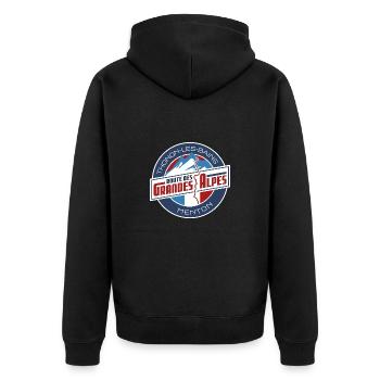 Route des Grandes Alpes | Thonon - Menton - Unisex Premium Organic Zip Hoodie - black - Back - Nico (187cm)
