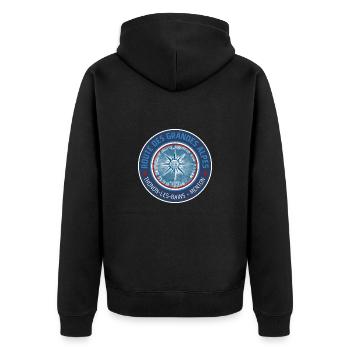 Route des Grandes Alpes | Rosette Blue - Unisex Premium Organic Zip Hoodie - black - Back - Nico (187cm)
