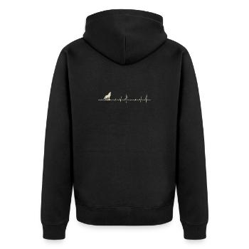 Lone Wolf Pulse - Unisex Premium Organic Zip Hoodie - black - Back - Nico (187cm)