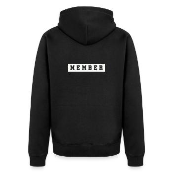 member- - Unisex Premium Bio Zip Hoodie - Schwarz - Hinten - Nico (187cm)