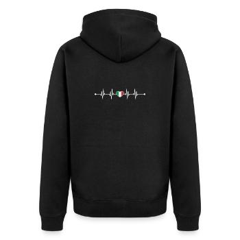 Italian Flag Heartbeat Design - Unisex Premium Organic Zip Hoodie - black - Back - Nico (187cm)