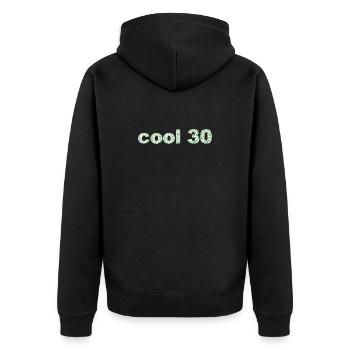 geburtstagsshirts, cool 30, für damen - Unisex Premium Bio Zip Hoodie - Schwarz - Hinten - Nico (187cm)