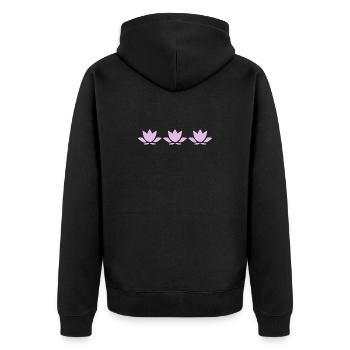 Fleur de lotus, fleur de lotus, fleur de lotus, yoga aux fleurs pastel - Veste à capuche bio Premium Unisexe - noir - Dos - Nico (187cm)
