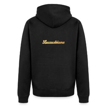 Luxury Bee Gold Princess Deluxe Exclusive Quote - Unisex Premium Organic Zip Hoodie - black - Back - Nico (187cm)