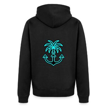 Palm Tree Anchor Heart Love - Unisex Premium Organic Zip Hoodie - black - Back - Nico (187cm)