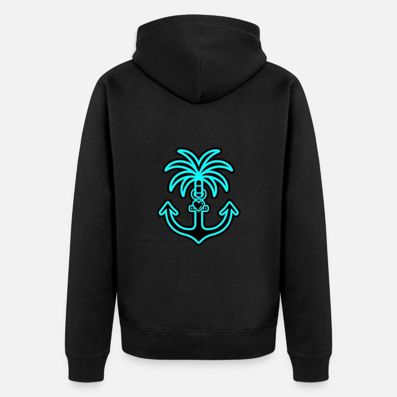 Palmier ancre coeur amour - Veste à capuche bio Premium Unisexe - noir
