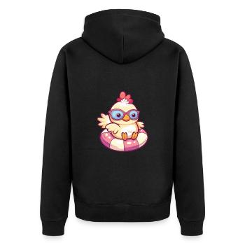 Huhn Sommer Comic - Unisex Premium Bio Zip Hoodie - Schwarz - Hinten - Nico (187cm)