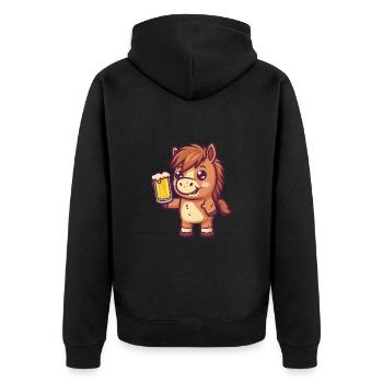 Pferd Bier Comic Party - Unisex Premium Bio Zip Hoodie - Schwarz - Hinten - Nico (187cm)