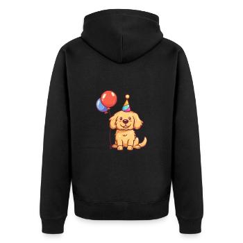 Golden Retriever Hunde Geburtstag Comic - Unisex Premium Bio Zip Hoodie - Schwarz - Hinten - Nico (187cm)