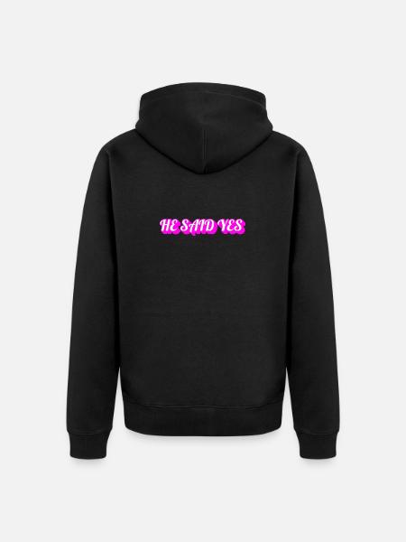 Han sa ja – Homofil brudgom Utdrikningslag og forlovelsesfest - Premium økologisk unisex-hettejakke - svart
